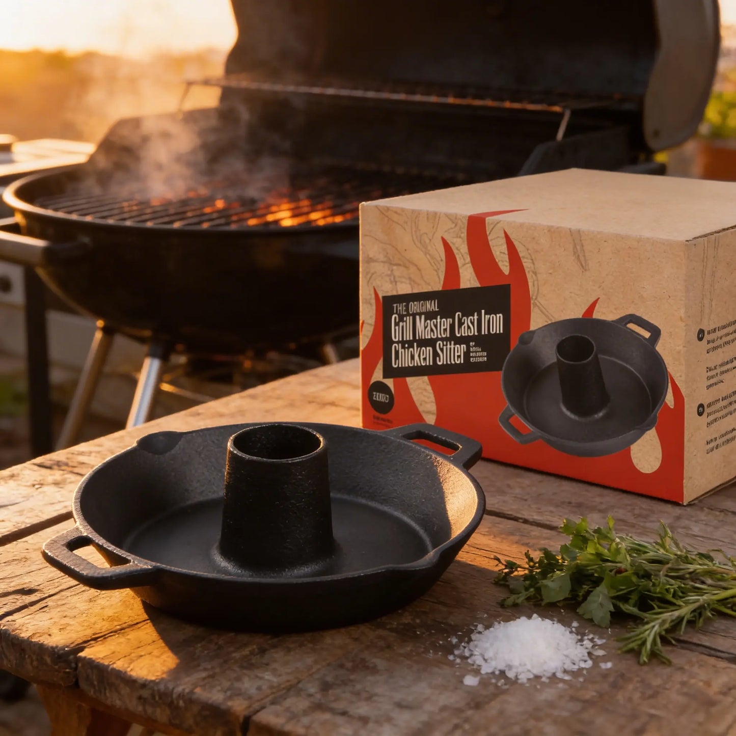 Grill Master Cast Iron Chicken Sitter